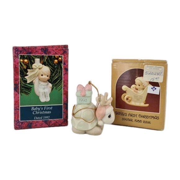 Precious Moments 520489 "Slow Down And Enjoy The Holidays" Vntg + 2 Ornaments - Picture 1 of 7